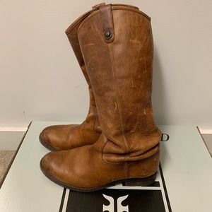 Frye Melissa Button Boots Cognac 8.5